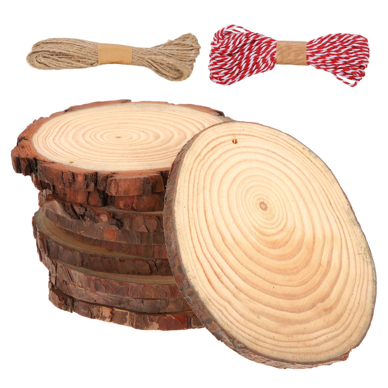 QUARKZMAN 10 Piezas Kit de Rodajas de Madera Sin Acabar 5.5-6 Pulgadas