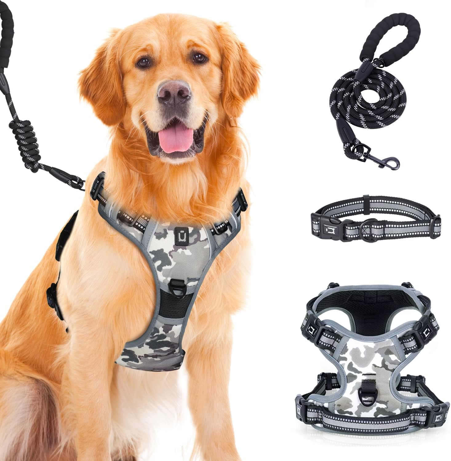 Dog Harness Waldseemuller Dog Harnesses for Small Dogs No Pull Reflective Oxford Soft Vest 4 Buckles Dog Harness for Large Dogs No Pull Medium Size Dog Harness,Dog Harness for Medium Dogs No Pull