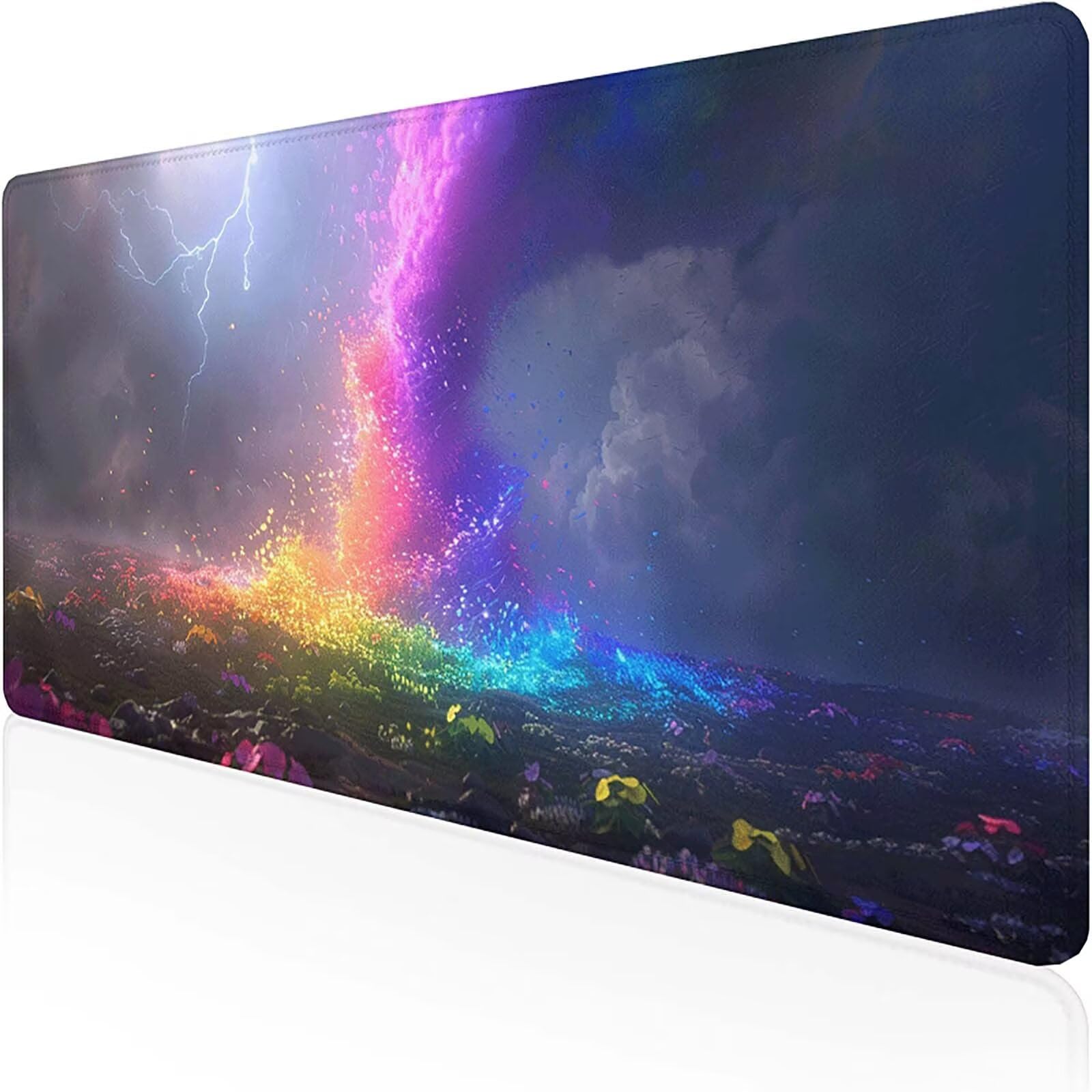 Alfombrilla Gaming Iluminación (1500 x 800 mm)Alfombrilla Ratón AzulImpermeable Base de Goma Antideslizante con Bordes Cosidos Alfombrilla Alta Precisión Escritorio Para Oficina, Regalo Hombres 9-1