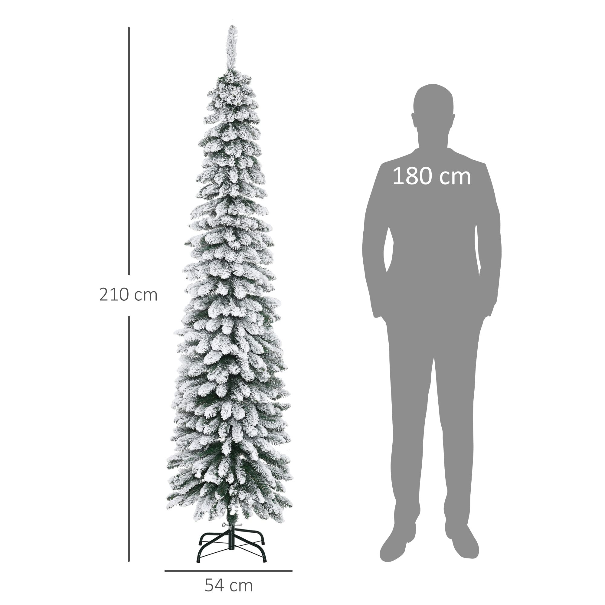 HOMCOM Árbol de Navidad Nevado 210 cm con 490 Ramas Base Plegable Verde