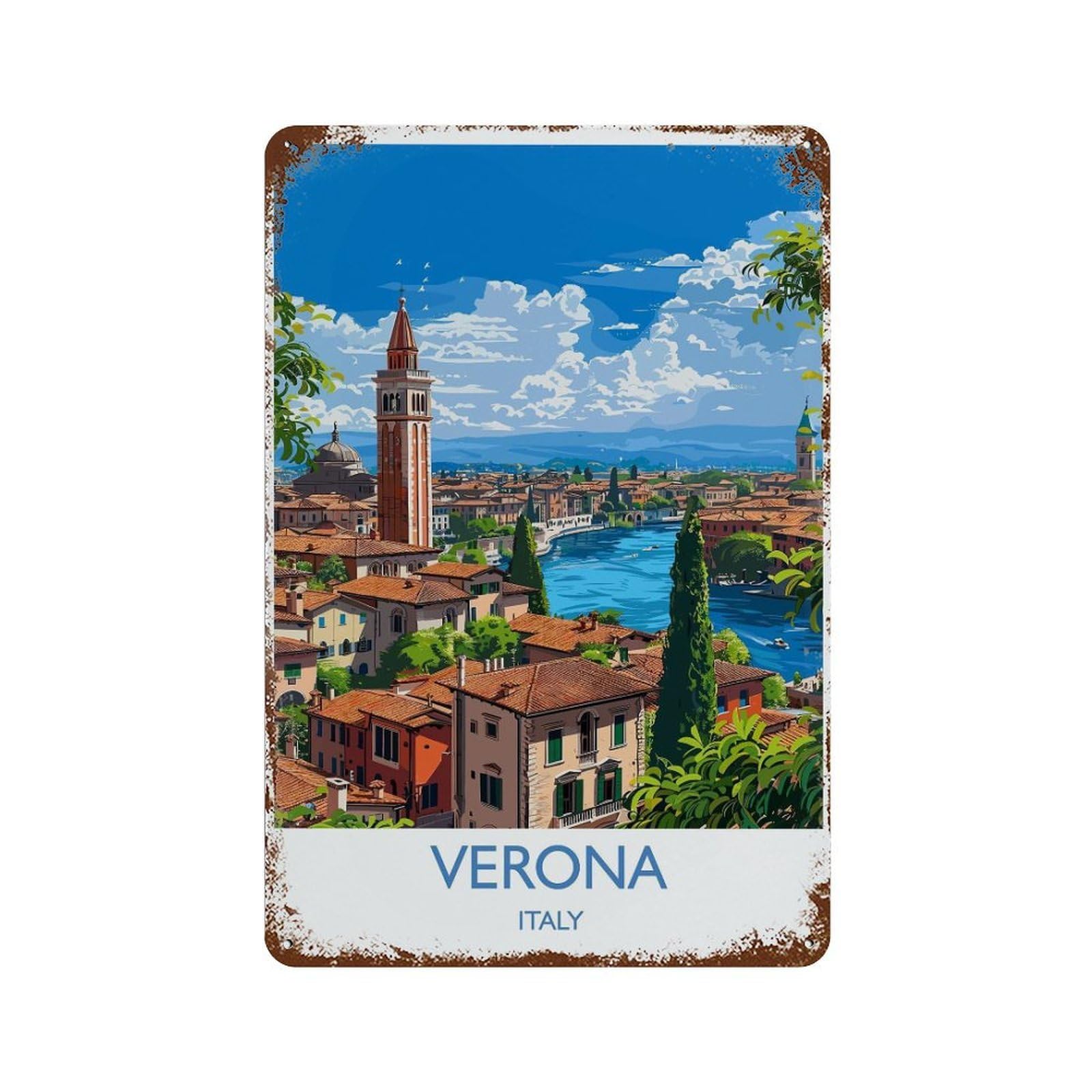 xiaoxiaoshen Verona Travel of Lovers Gift Italy Italian (2) Wall Decor Art Metal Tin Poster Modern Home Decor Art Home Bar Shop Decorations Vintage Sign 30x20cm