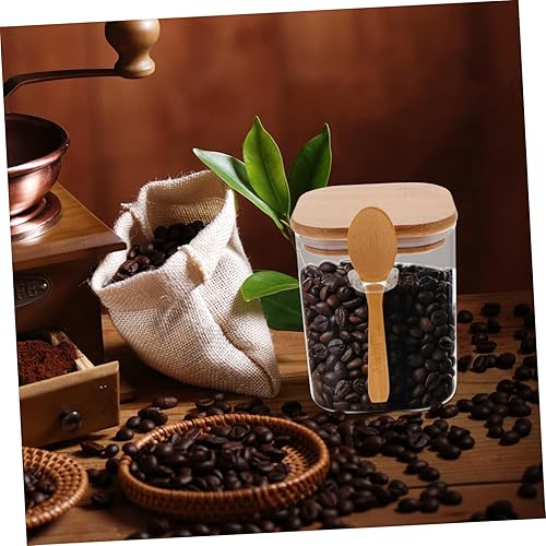 Miniatura 2 de Mikinona 1 juego de tarro hermético con cuchara de madera, almacenamiento de café, café en granos, tarro de almacenamiento de vidrio, recipiente de