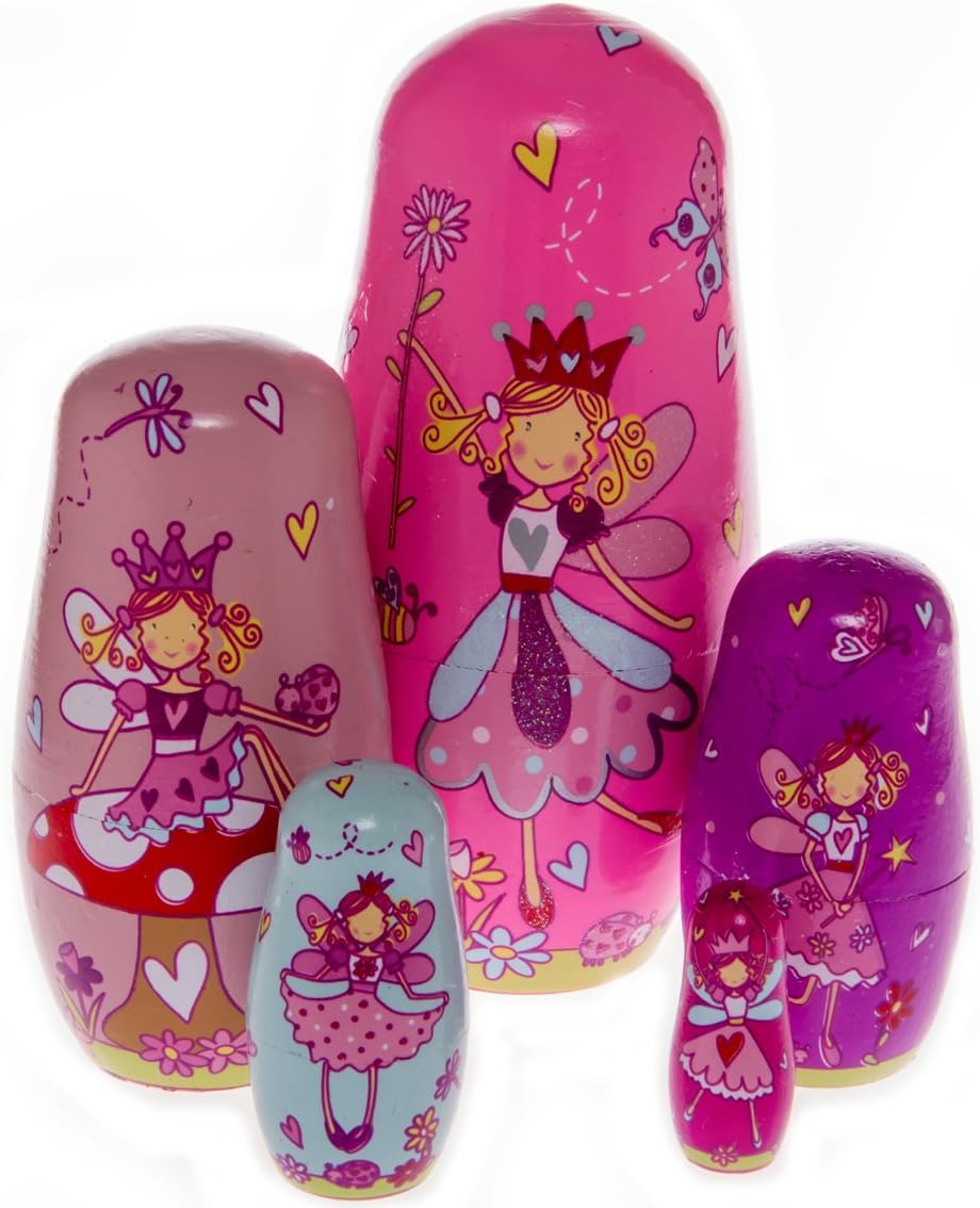 Moonmo 5pcs Beautiful Handmade Wooden Russia Nesting Dolls