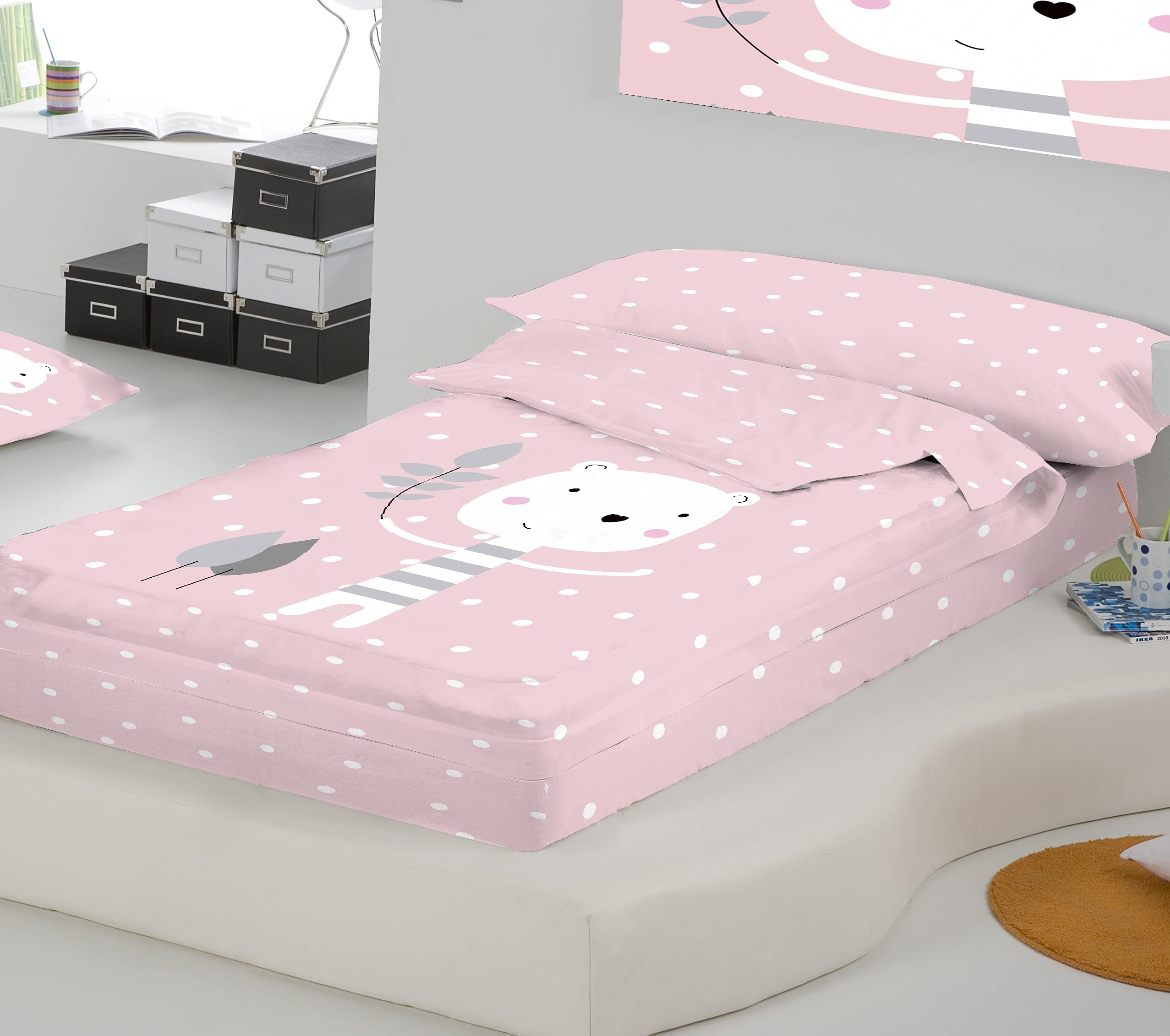 Saco nordico SIN Relleno Jorge Pink Cama 90 x 190. Saco Unido a la Bajera con Cremallera.