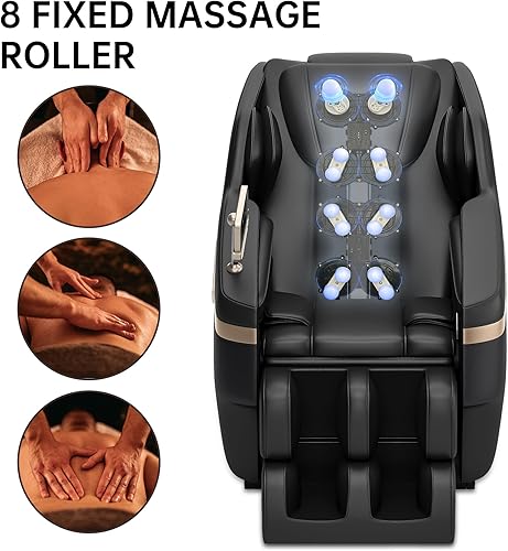 Miniatura 4 de Real Relax Silla de masaje de cuerpo completo de gravedad cero, silla de masaje de instalación minimalista, 6 modos automáticos, 8 rodillos de