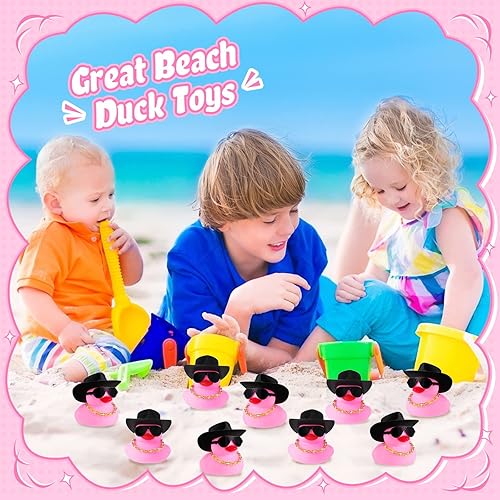 Miniatura 5 de Sotiff 48 Conjuntos Pato de Goma Pato Chillón Patos de Fiesta Adornos de Tablero de Coche con Mini Collar, Sombrero y Gafas de Sol para Ducha,