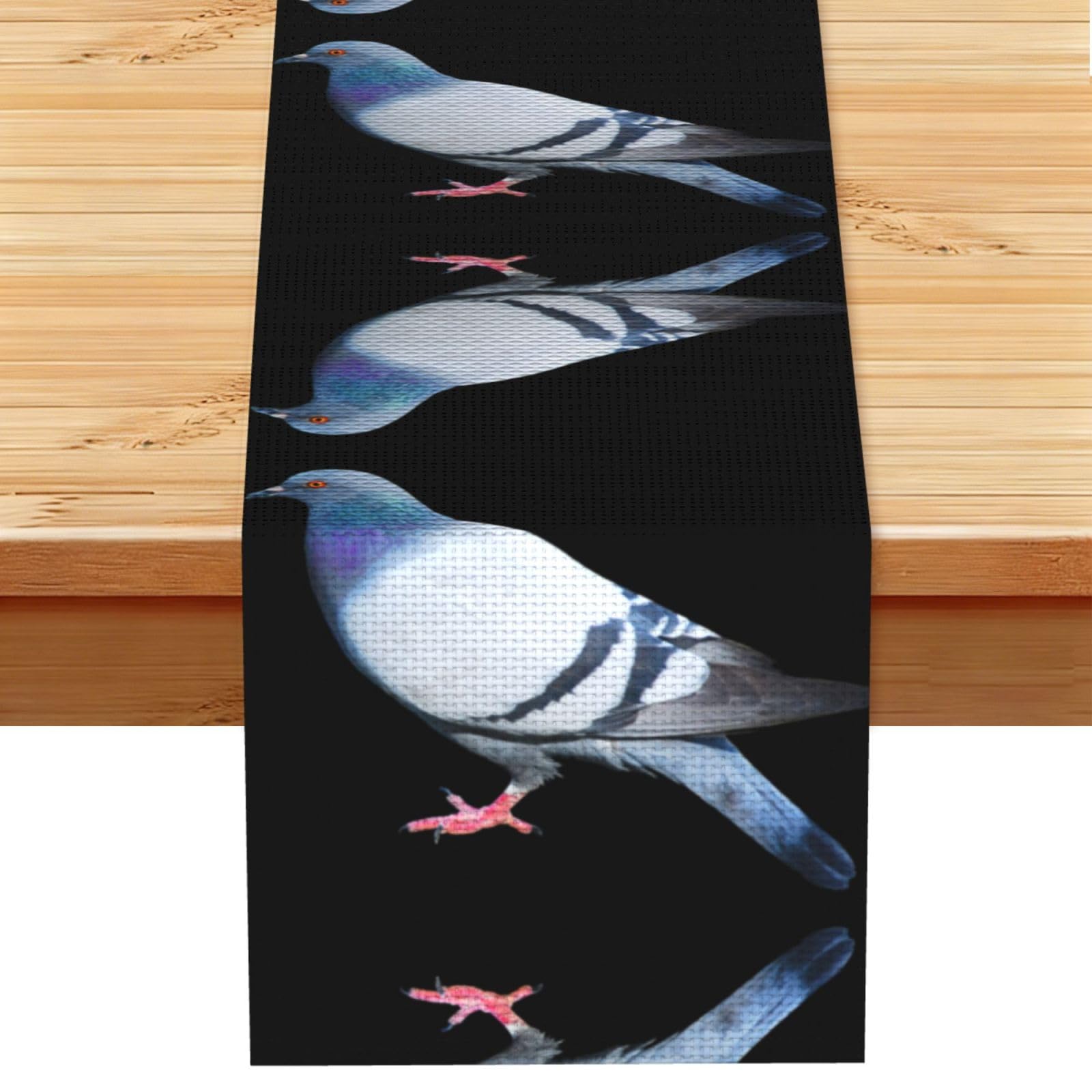 Pigeon Printed Dining Table Runner 13x72 Inch, Non-Fading Decor for Kitchen Dresser Fireplace Mantel