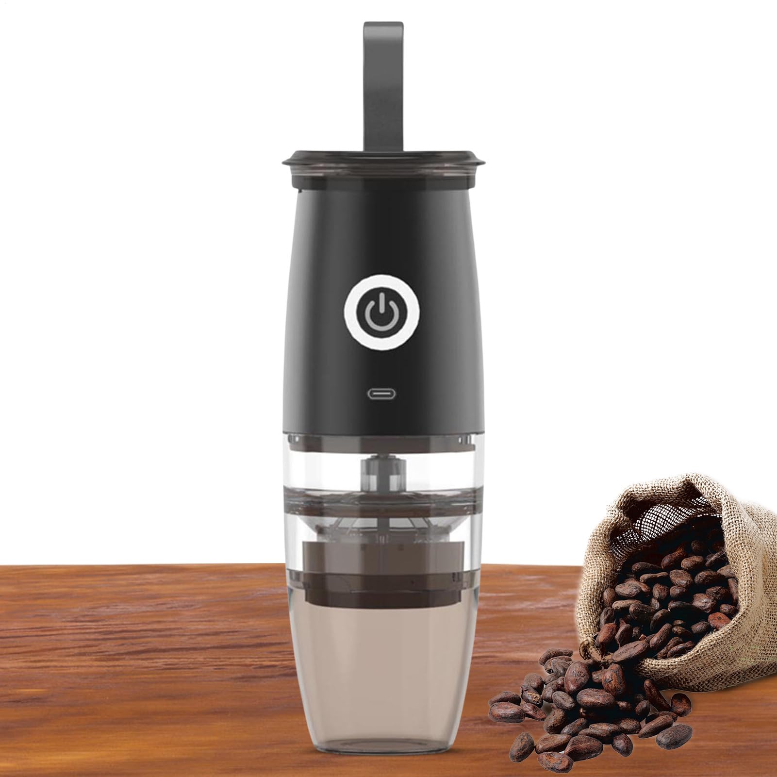 Molinillo de café portátil - Molinillo de café 2 en 1, molinillo de café para muelas | Molinillo de 3 tipos con 5 ajustes de molienda fina/gruesa y recipiente de café transparente