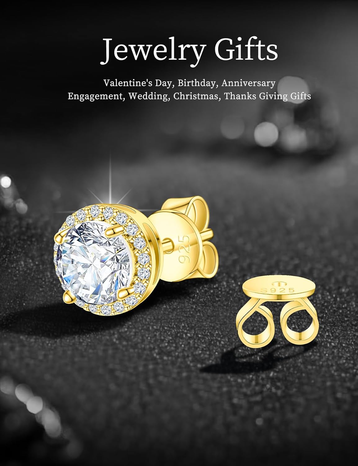 SAYATA Moissanite Halo Stud Earrings for Women & Men, Hypoallergenic 925 Sterling Silver Stud Earrings, 1.0-2.0ct - Image 7