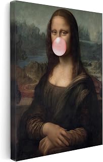 Monem Art Mona Lisa Canvas - Bubble Gum Print - Altered Art - Trendy Pop Art - Gift for Men & Women - Classic Wall Decor for Bedroom, Living Room, Office or Dorm - Available in 8x10 to 30x40