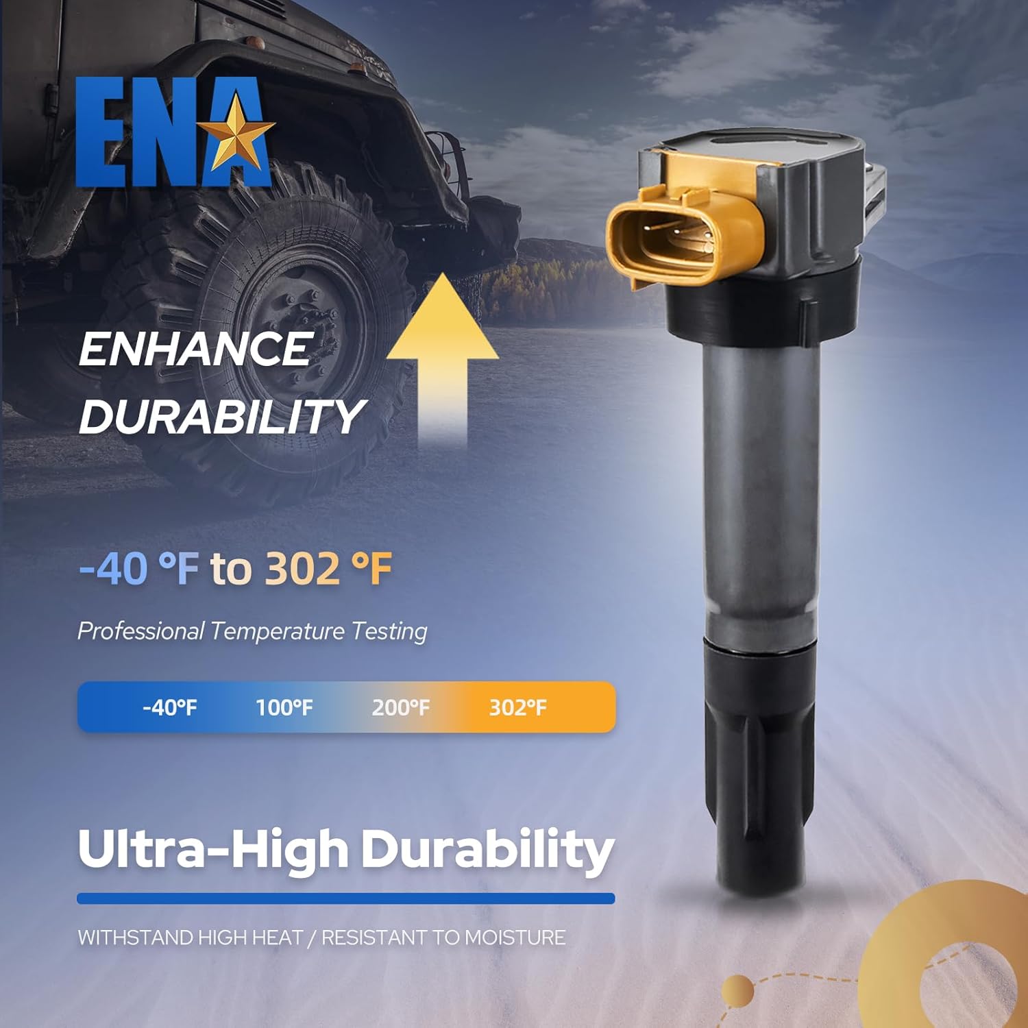 ENA Set of 4 Ignition Coil Pack Compatible with Suzuki 2009 2010 2011 2012 2013 Grand Vitara 2.4L, 2010 2011 2012 2013 SX4 2.0L, 2010-2013 Kizashi 2.4 Coils Replacement for UF634 5C1789 3340051K20