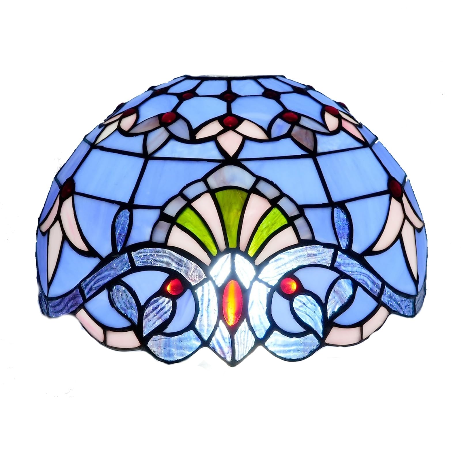 HJRegaFimu 12 Inch Stained Glass Lamp Shade Replacement Lampshade Blue Baroque Vintage Style Deco For Ceiling Light Pendant Chandelier Floor