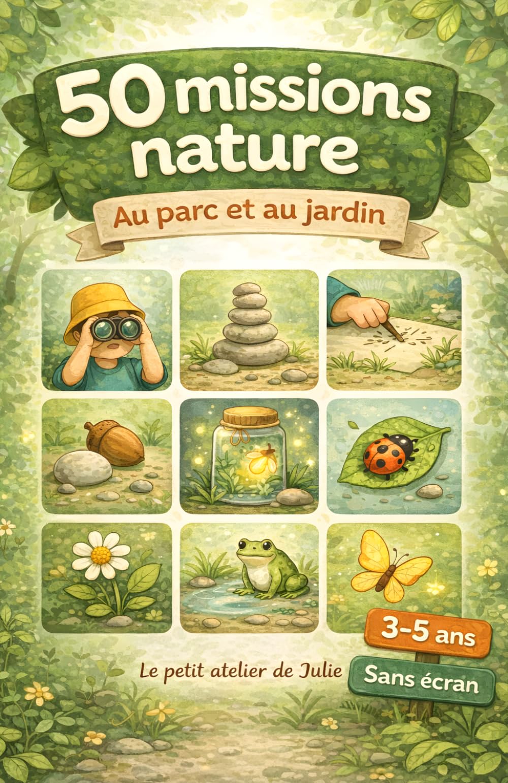 50 missions nature au parc et au jardin: Jeux et activités sans écran pour enfants de 3 à 5 ans – Cherche, trouve et relève des défis en plein air !