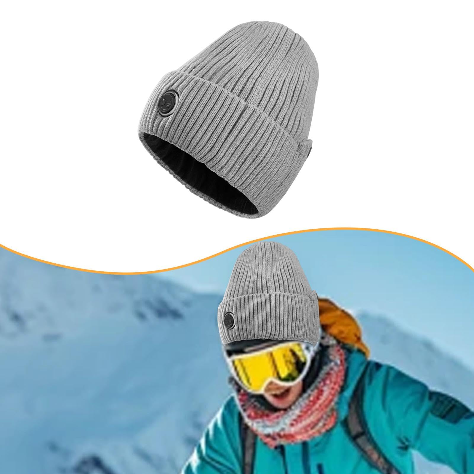 Beheizbare Mütze Aus Weichem Thermostrick für Arbeit, Skifahren, Sport Und Outdoor Aktivitäten