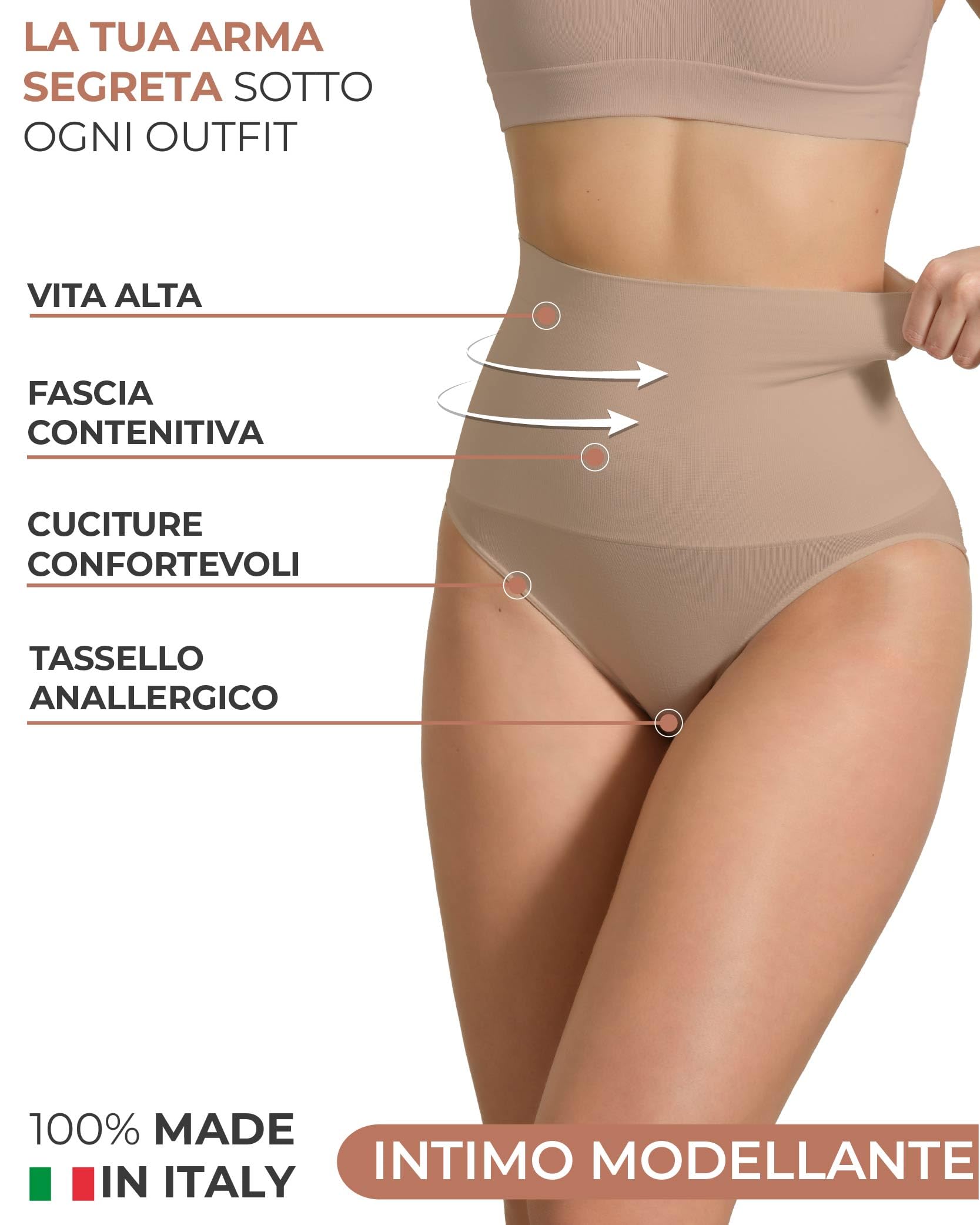 Risalti Pancera Contenitiva Donna 2 pz – Guaina Contenitiva Donna Seamless, Mutanda Contenitiva per Ventre Piatto, Intimo Modellante Confortevole in Microfibra – Made in Italy