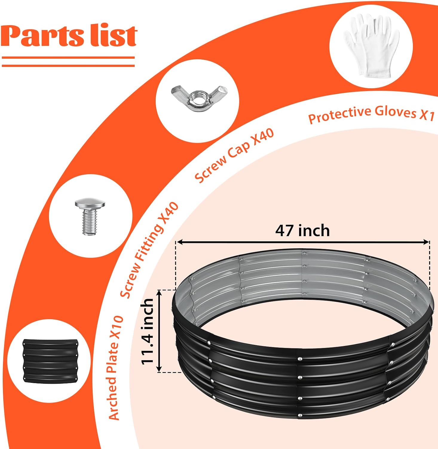 48 Inch Round Galvanized Fire Pit Ring/Fire Ring - Foldable and Perfect for Outdoor Gatherings and Campfires in The Yard/Garden/Park/Beach (Black+Gray, 4 FT Diameter+1 FT Tall)