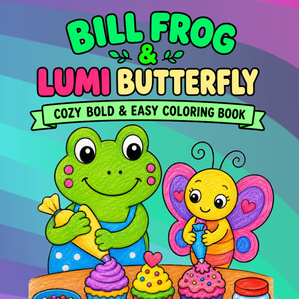 Bill Frog & Lumi Butterfly Adventures Cozy Coloring Book Part 3: Cute Cozy Animal Coloring Pages with Rainy Day Fun, Gardening, Baking Moments, ... Adults, and Seniors (Bill & Lumi Advanced)
