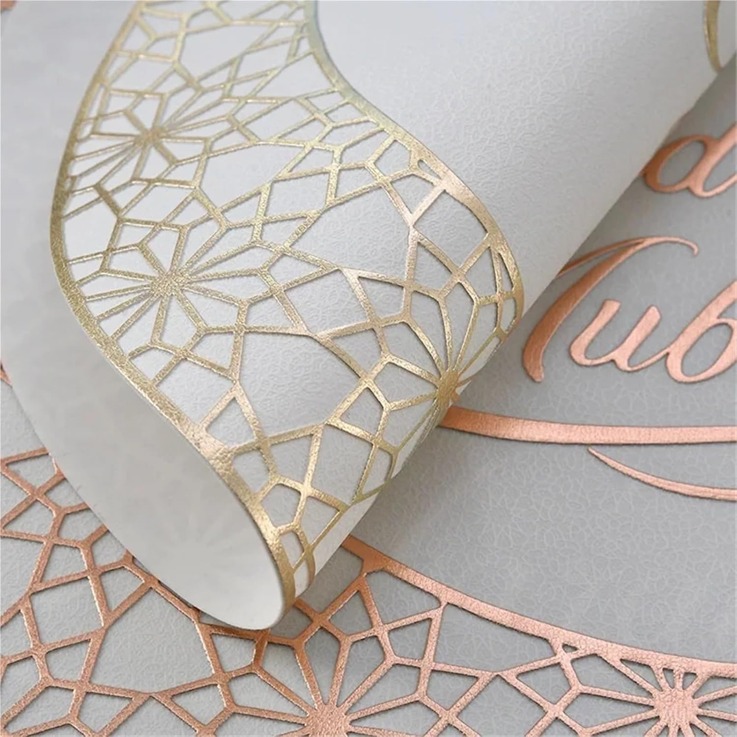 PVC 15Inch Ramadan Placemats Eid Mubarak Placemats Dining Table Ornaments for Islamic Muslim Iftar Party Dining Table Set of 6(Gold)