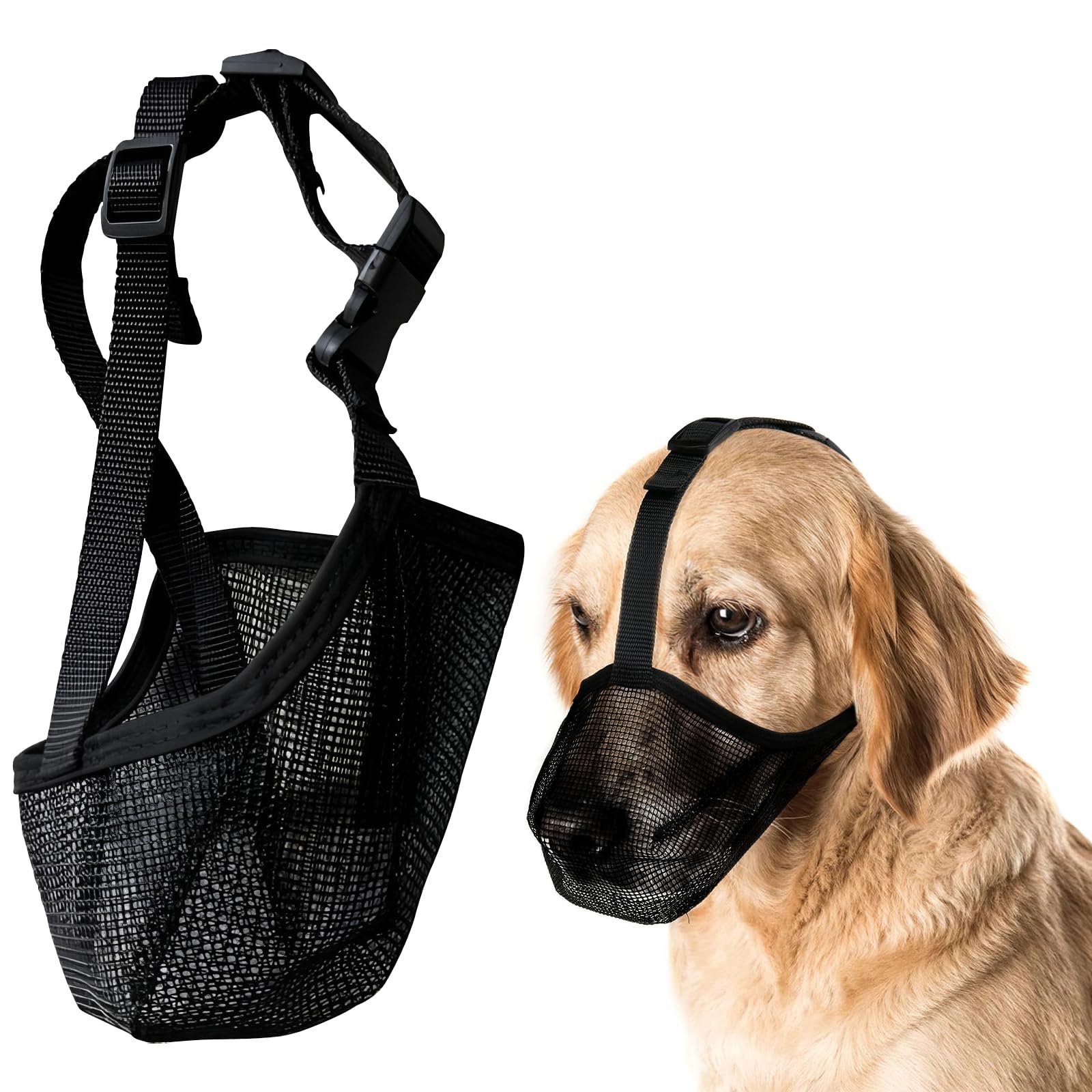 USYSGT Bozal Perro, Bozal para Perros con Malla Redondeada, Protector Bucal para Perros, Bozales para Perros para Perros Pequeños Medianos Grandes (M)