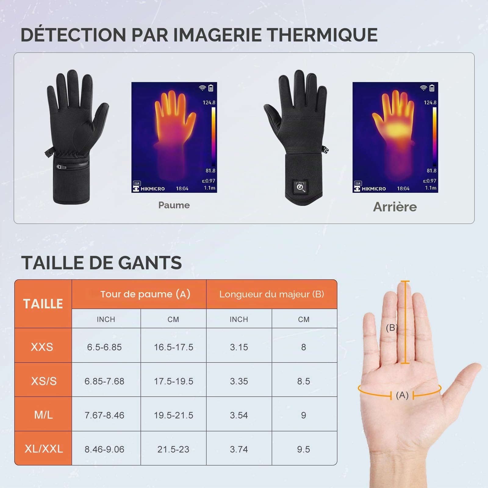 Sun Will Gants Chauffants Hiver pour Homme Femme, Électriques Batterie Gant Chauffant pour Cyclisme Ski de Neige Pêcher Conduite Chasse Arthrite Maladie de Raynaud