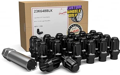 Wheel Accessories Parts 24 piezas M14x1.5 14x1.5 Rosca ET Bulge Bellota (rosca extra para espaciador) 1.70 tuercas de rueda largas cromadas negras