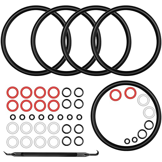 Homebrew Gasket Set, 46 PCS Corny Keg Sealing O-Rings Color Coded Ball Lock Keg Post Gasket Brewing Replacement Washer Kit for Cornelius Keg Lid Keg Post Poppet Dip Tube with O-Ring Removal Tool