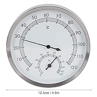 Vista 3 de Termo higrómetro, 2 en 1 de acero inoxidable para sala de vapor, sauna, termómetro higrómetro, higrómetro térmico para interiores