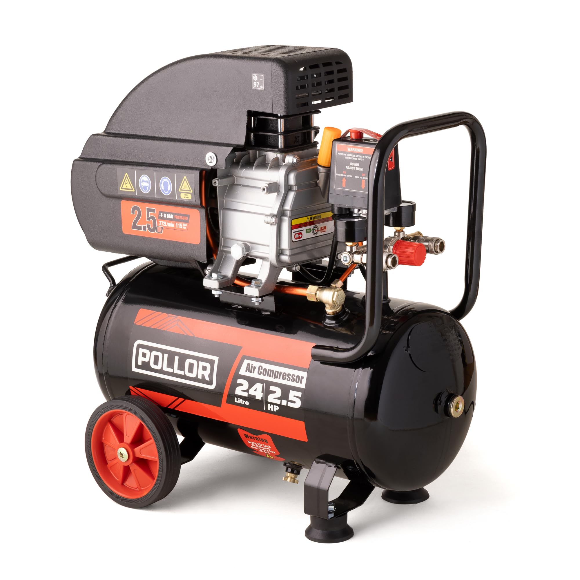 24L Air Compressor 9.6 CFM 2.5HP 8 Bar 115psi Direct Drive 24 Litre Tank (24L)