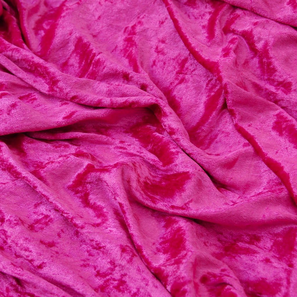 Crushed Velvet Fabric 59" Wide - Premium Velvet Material for Upholstery, Home Decor - Available in Gold, Black, Green, Blue, White, Red, Silver - Fabric by The Metre (Cerise, 15m)