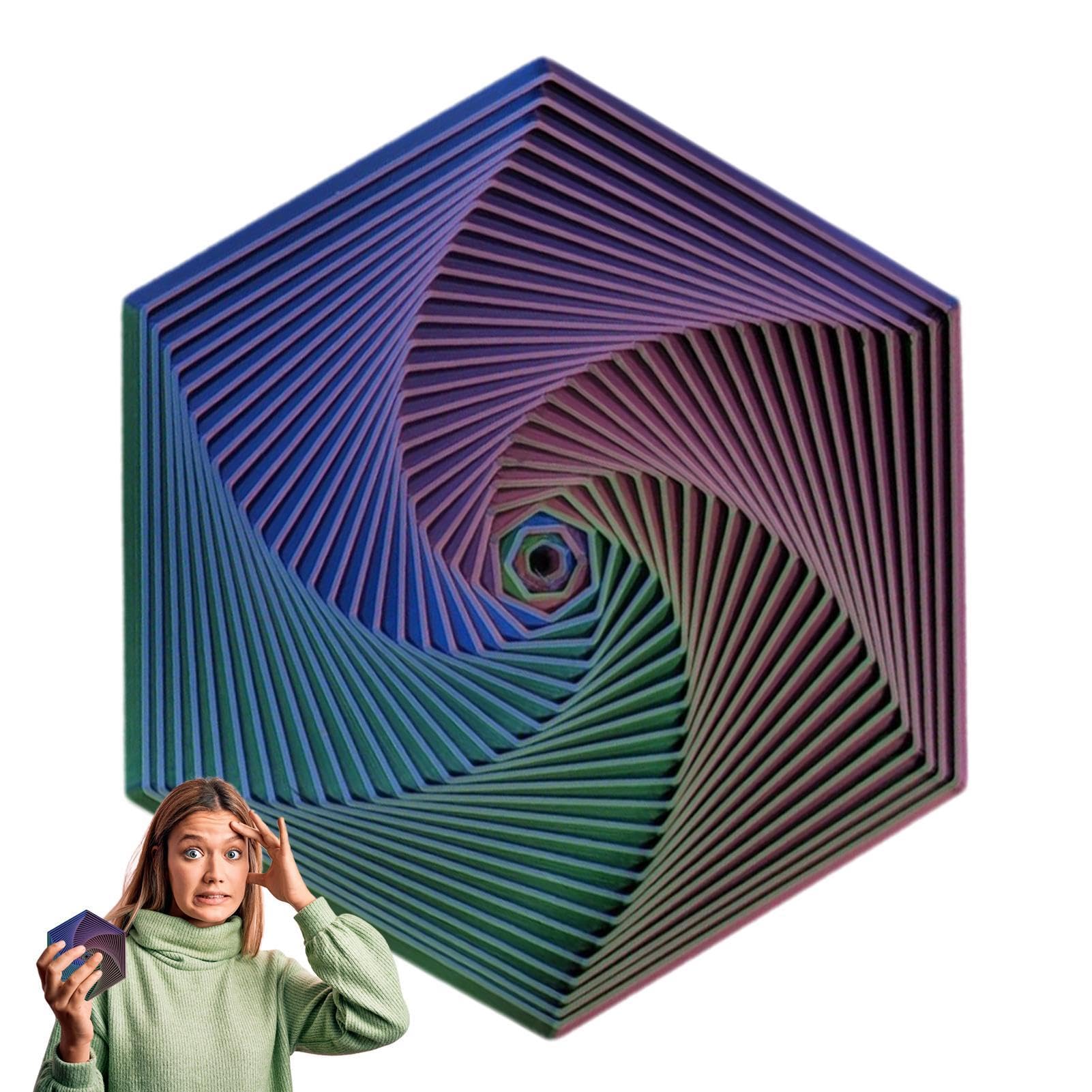Fractal Fidget Hexagon,Desk Toy,3D Printing Hexagon Fidget Toy, Hexagon Spirals Toys,Colorful Hexagon Geometric Sensory Toy,Pocket Toy For Stress And Anxietys Relaxing,Adults And Kids Present