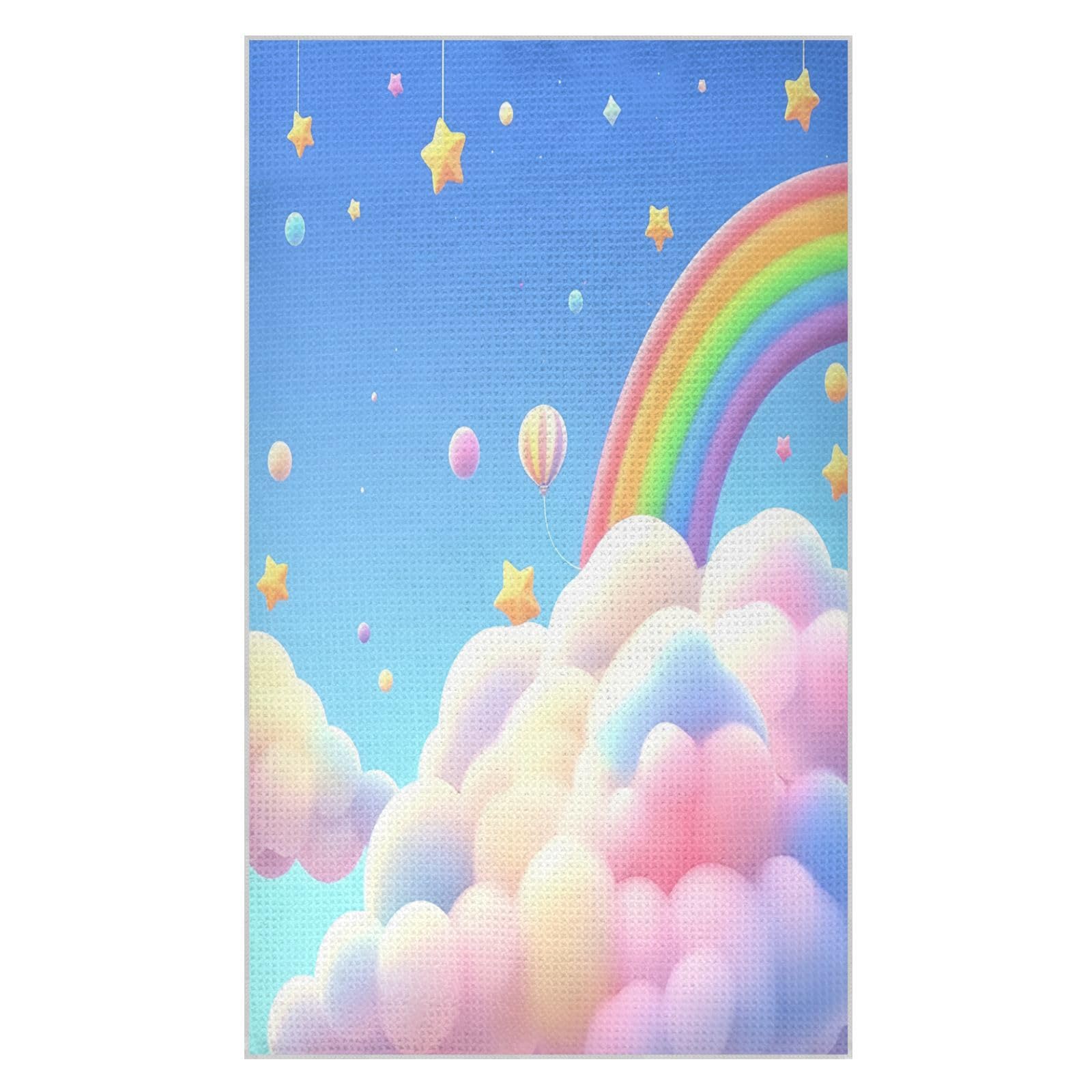 BURSTDDY Rainbow Clouds Kitchen Towels,Absorbent Dish Towels 2 Pack