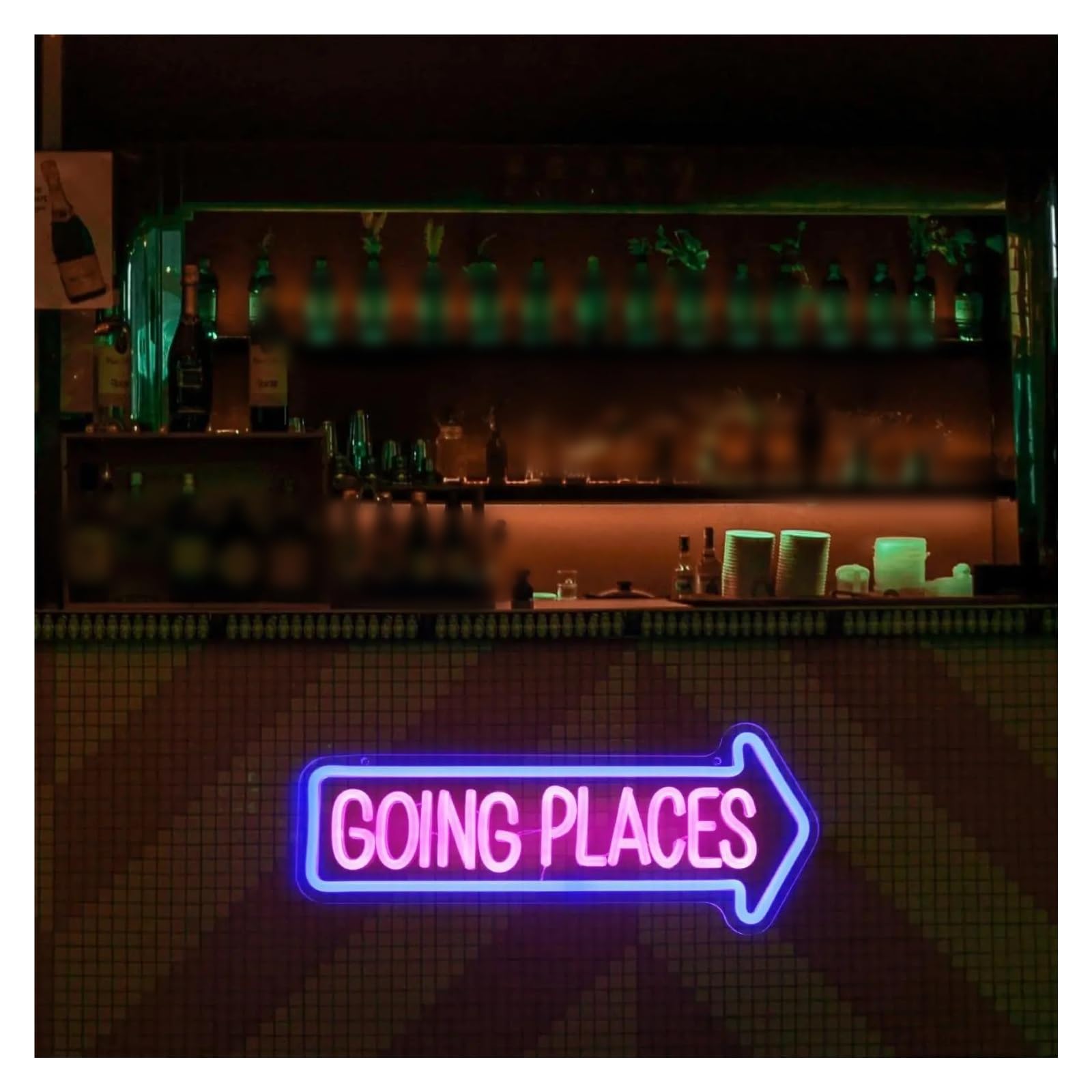 Luces Art Decoration Christmas Letrero De Neón"Going Places"alimentado Por USB, Con Interruptor Regulable, Ideal Para Espacios Con Temática De Viajes, Oficinas, Estudios O Dormitorios 17.5x42.5cm