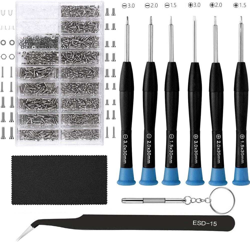 Eyeglasses Repair Kit, HKIDEE Sunglasses Repair Kit with 1000PCS Eyeglass Screws and 6 Pcs Screwdrivers Tweezer for Glasses, Sunglass, Watch Clock Spectacle Repair