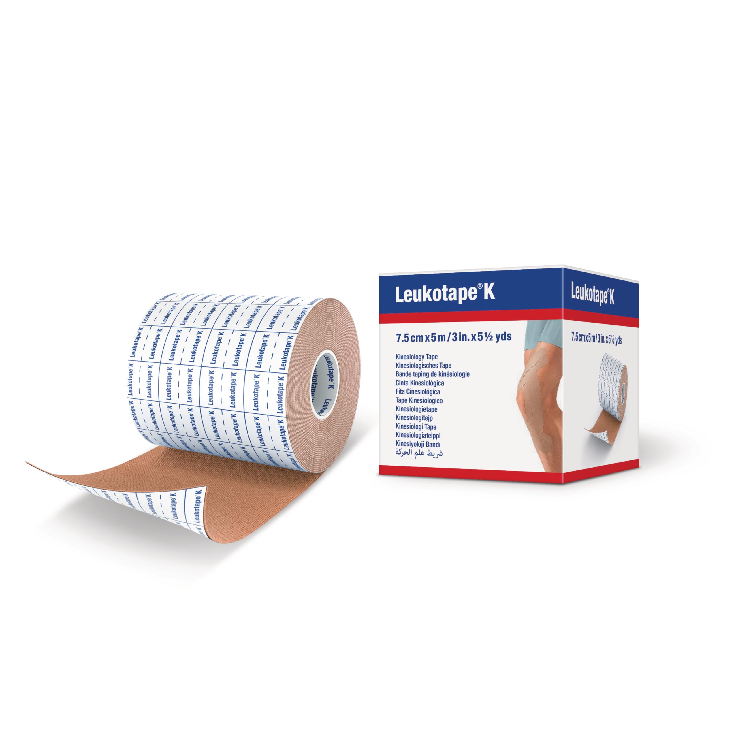 Leukotape K Kinesiology Tape – Water-Repellent, Skin-Friendly, Stays in Place for up to 9 Days - 3 in x 5.5 yds, Tan, 1 Roll