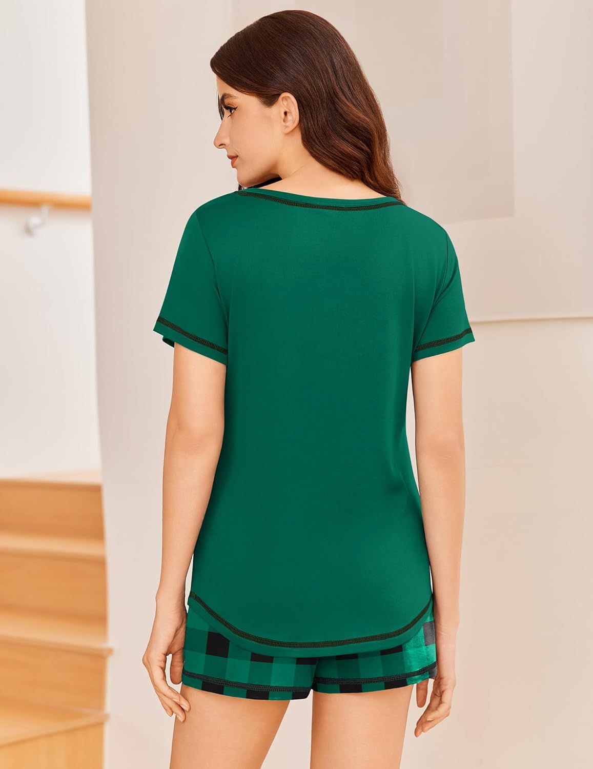 Ekouaer Pajama Set for Women 2 Piece Lounge Set Short Sleeve Tops and Shorts Print Pjs Sleepwear with Pockets - Image 5