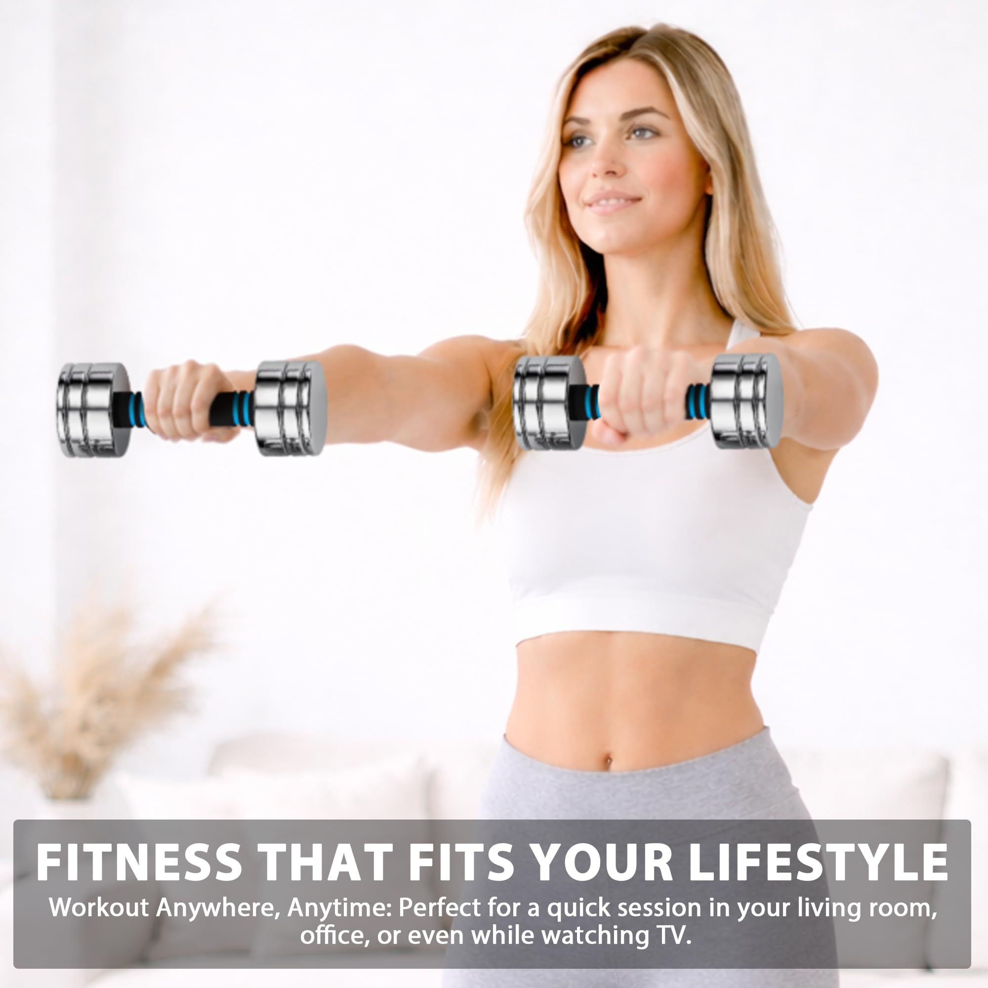 Steel Dumbbells Ultracompact & Adjustable Chrome Dumbbell | with Foam Handles 5lb 10lb 15lb 20lb 30lb 50lb Home Gym Workout (Choice of Size)