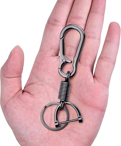 Miniatura 2 de Wisdompro Paquete de 2 llaveros de aleación de zinc resistente, llavero de automóvil con anillo en D antipérdida, llavero y destornillador para