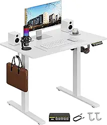 Mesa elétrica pequena de 89 x 61 cm, mesa de pé ajustável com altura ajustável, mesa ergonômica para trabalho, escritório, casa, computador, estação de trabalho