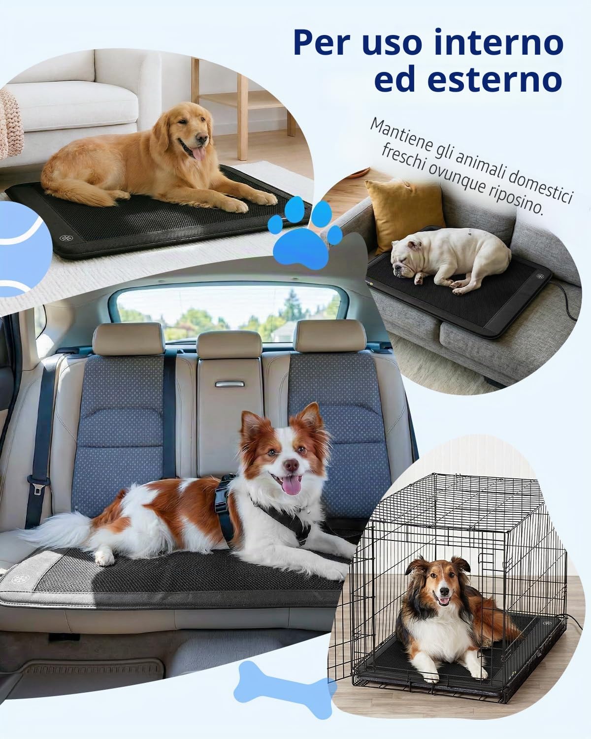 Tappetino refrigerante elettrico per cani, 76,2 x 61 cm, tappetino di raffreddamento per animali domestici per interni per cani e gatti, 3 livelli di raffreddamento, funzionamento ultra silenzioso