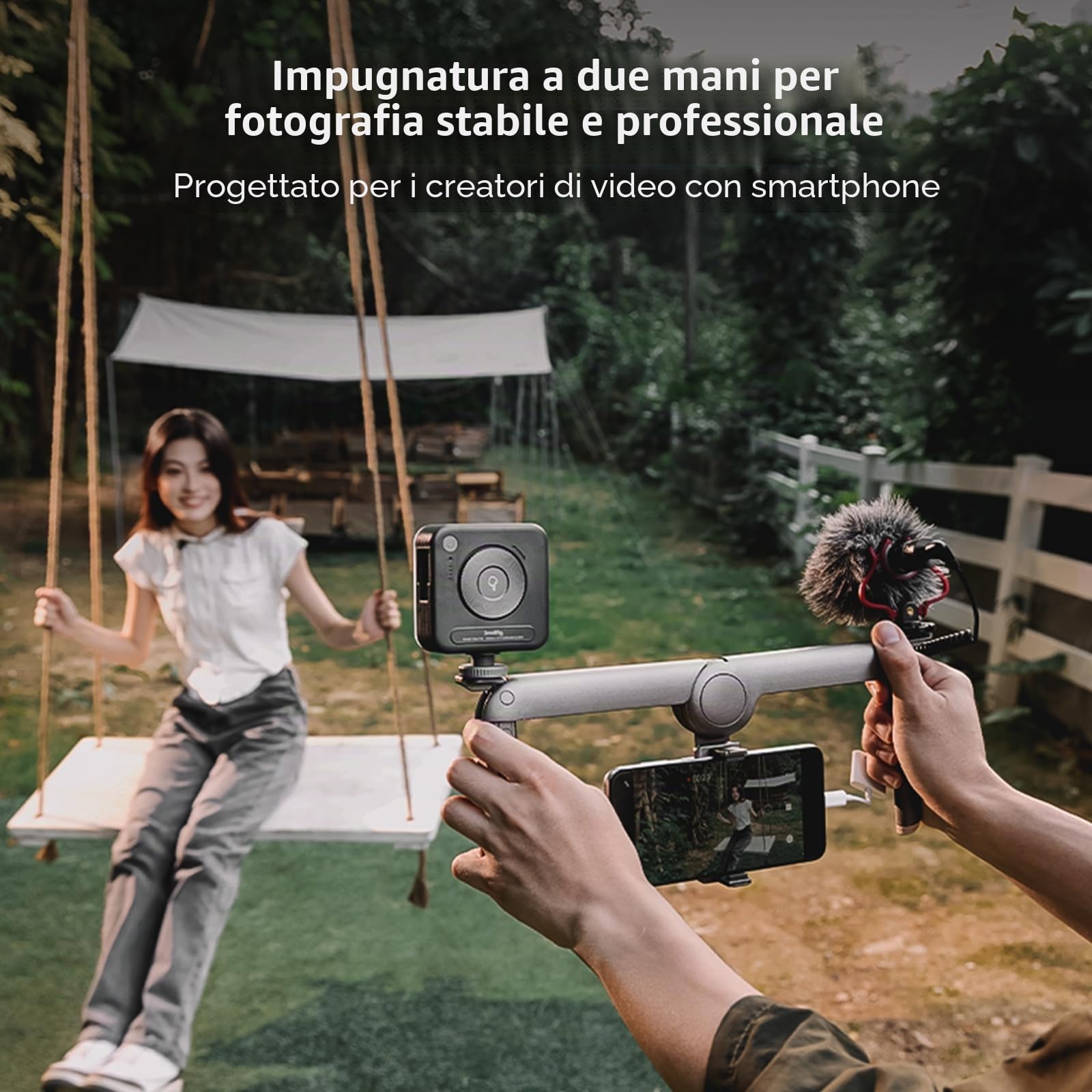 SMALLRIG Smartphone Video Rig Pieghevole, Phone Rig per Vlogging per Videomaker per iPhone 15/14/13/12 Pro Max per Samsung S10+ S10 S9 per Huawei P30 Pro e Altri Telefoni Android - 4047