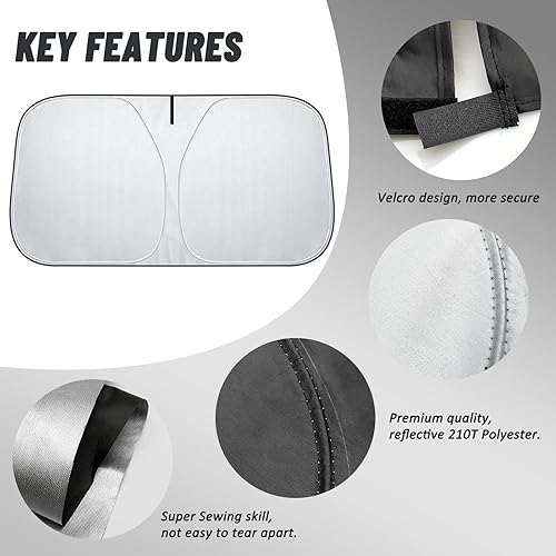 Miniatura 5 de Bestview Parasol para parabrisas para Ford Escape 2020-2023, parasol para ventana delantera, bloquea los rayos UV del calor, plegable, 2 capas de
