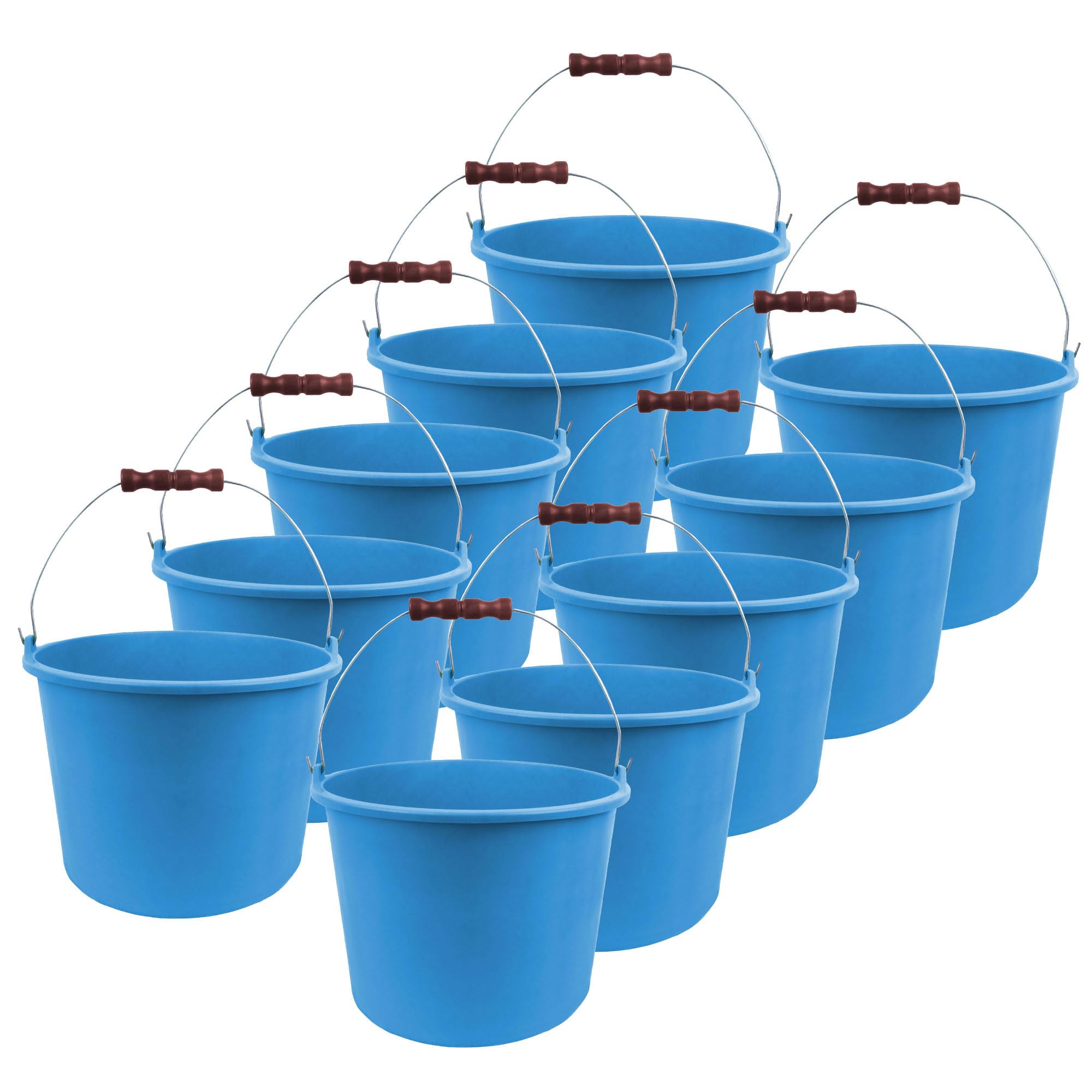 Lot de 10 seaux avec étrier en métal - 12 l - En plastique - Avec anse - Seau de récolte - Seau de nettoyage - Idéal pour le jardin, le chantier