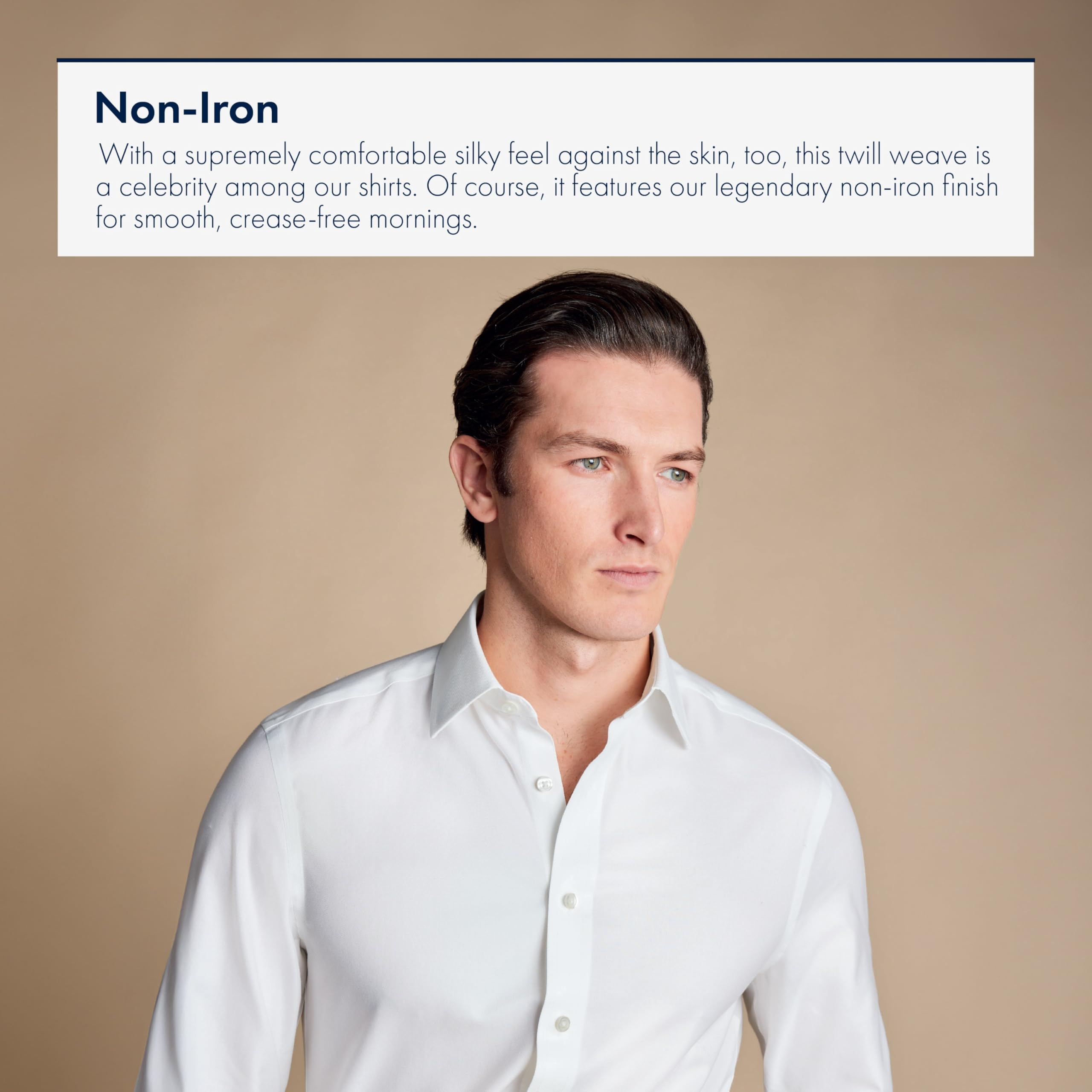 Charles Tyrwhitt Shirts for Men - White Non Iron with 100% Cotton Twill
