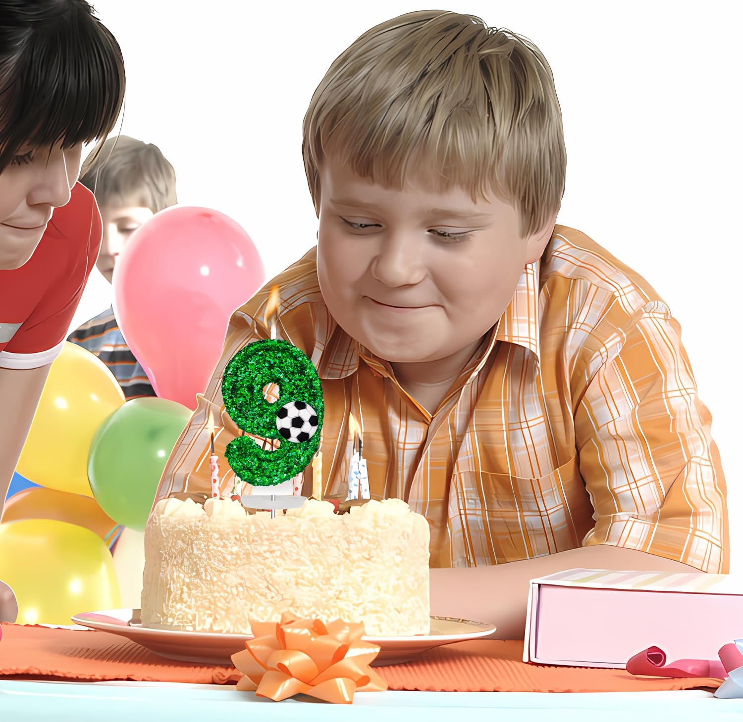 Bougies D'anniversaire Numéro 9, Bougies D'anniversaire Ballon De Football à Paillettes Vertes Pour Enfants, Garçons Et Filles, Décoration D' Anniversaire, Fête D'anniversaire, Anniversaire