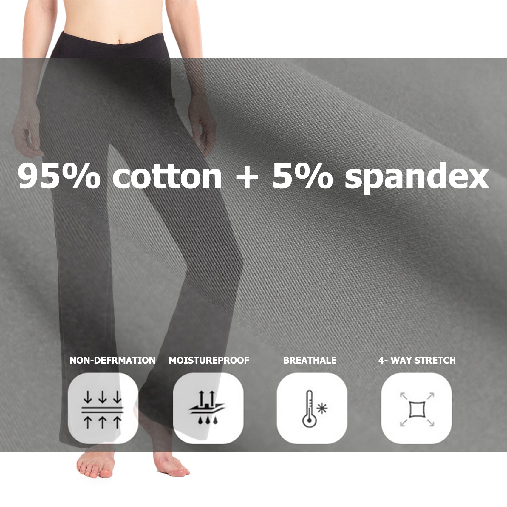 SYKROO Flared Yoga Pants for Women with Pocket - Wide Leg Yoga Leggings High Waisted, Cotton Causual Work Trousers Navy Blue XL