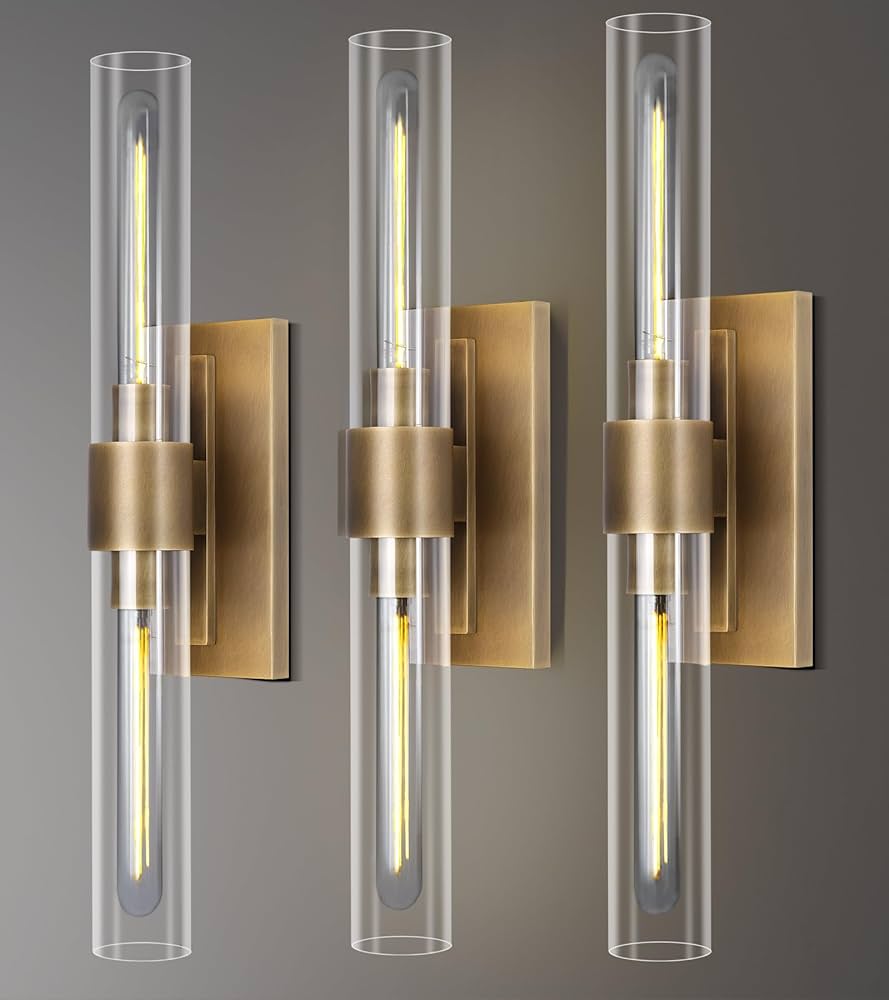 Joyunleo Antique Brass Wall Sconces Set of 3, 22.8 inches Bath