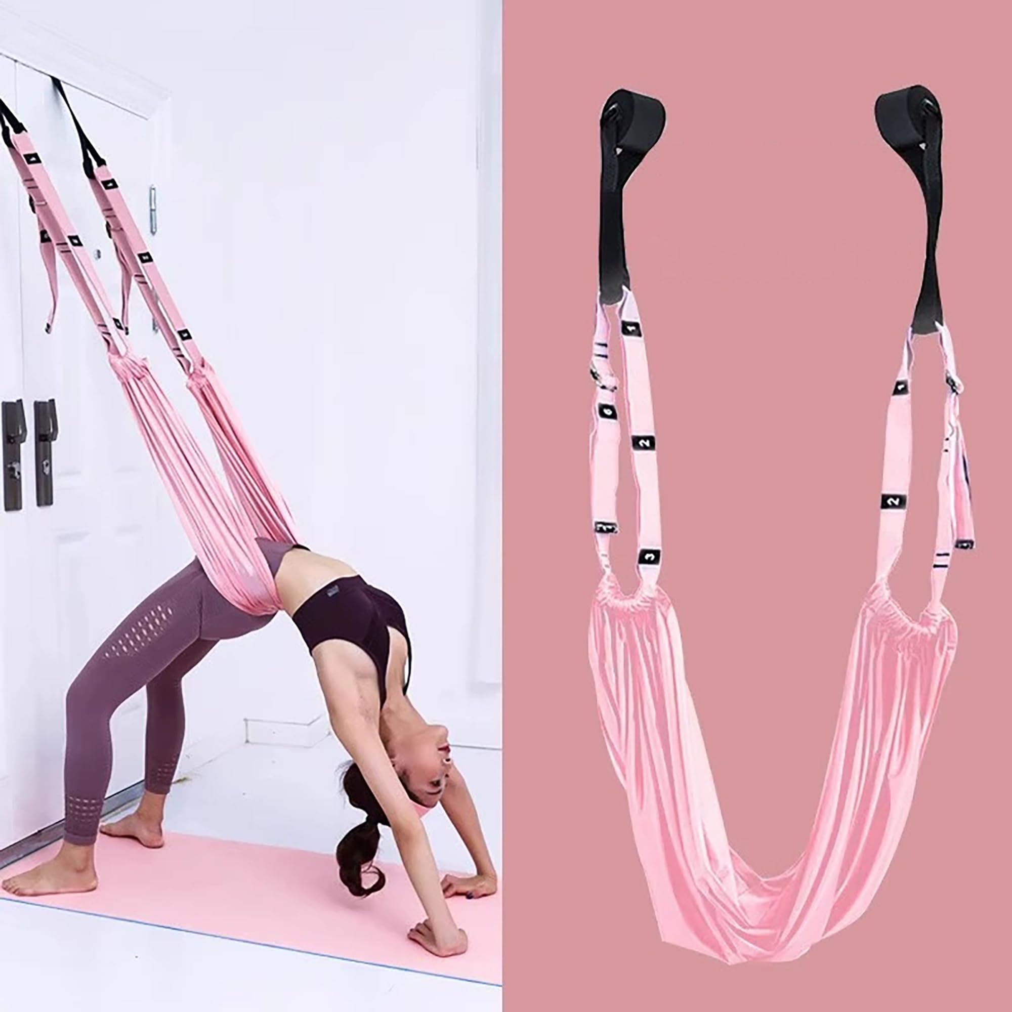 Cinghia Yoga Attrezzi Pilates Reformer Accessori - Rosa, 1 Pezzo, Strap leg Stretching, Esercizio di Stretching Inverso per Balletto Ginnastica Flessibilità Formazione