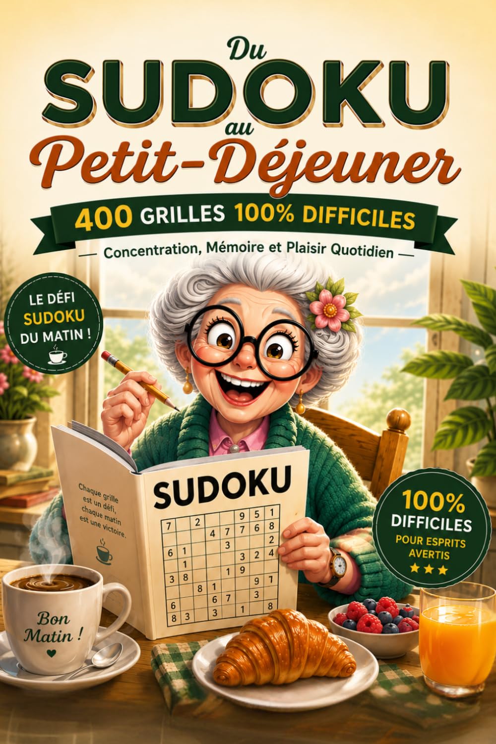 Du Sudoku au Petit-Déjeuner: 400 Grilles 100% Difficiles pour Adultes et Seniors | Entraînement Cérébral, Concentration, Mémoire et Logique | 4 Grilles par Page avec Solutions Complètes