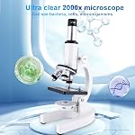 Herwicm Microscope for Kids，40X-2000X Compound Microscope Mobile Phone Adapter with Microscope Slide Microscope kit for Home School Laboratories for Children Students