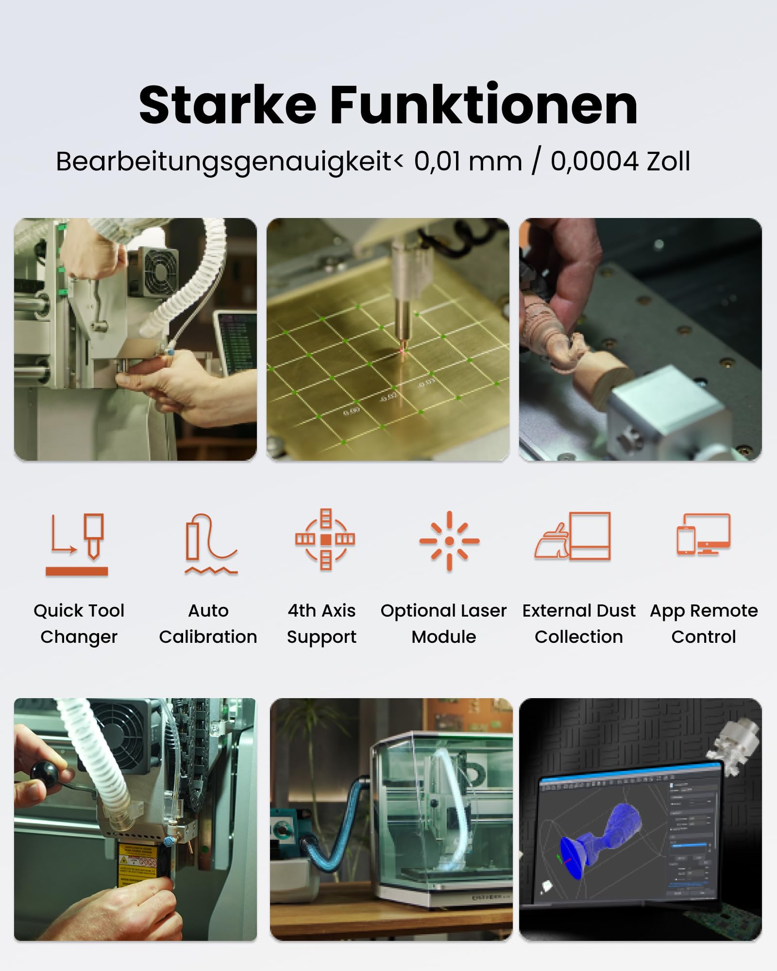 MAKERA CNC-Fräsmaschine, Carvera Air Präzisions-Mini-CNC-Fräse für Aluminium, Holz, PCB & Kunststoff, Schnellwechsel-System, Automatische Nivellierung&Probing, Smartes Prototyping für Werkstatt & Lab